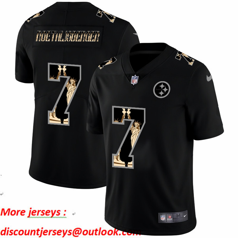 Nike Steelers 7 Ben Roethlisberger Black Statue Of Liberty Limited Jersey