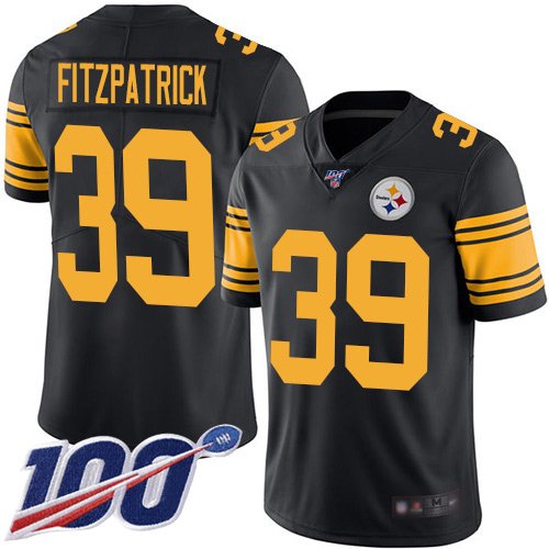 Steelers #39 Minkah Fitzpatrick Black Men's Stitched Football Limited Rush 100th Season Jersey Steelers #39 Minkah Fitzpatrick Black Men's Stitched Football Limited Rush 100th Season Jersey