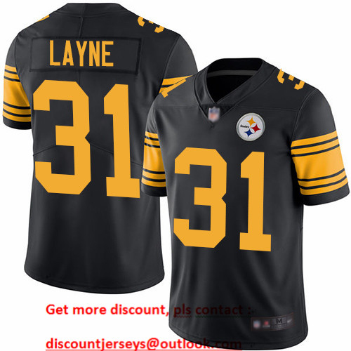 Steelers #31 Justin Layne Black Men's Stitched Football Limited Rush Jersey