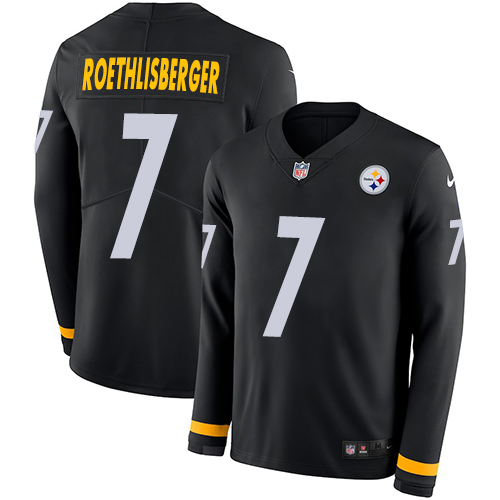 Nike Steelers #7 Ben Roethlisberger Black Team Color Men's Stitched NFL Limited Therma Long Sleeve Jersey Nike Steelers #7 Ben Roethlisberger Black Team Color Men's Stitched NFL Limited Therma Long Sleeve Jersey