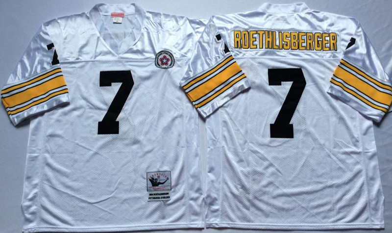 Mitchell And Ness Steelers #7 Ben Roethlisberger white Throwback Stitched NFL Jersey Mitchell And Ness Steelers #7 Ben Roethlisberger white Throwback Stitched NFL Jersey