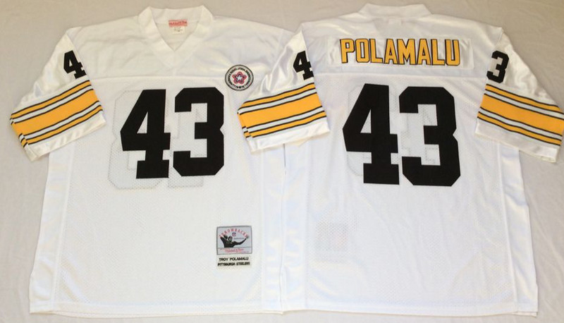 Mitchell And Ness Steelers #43 Troy Polamalu white Throwback Stitched NFL Jersey Mitchell And Ness Steelers #43 Troy Polamalu white Throwback Stitched NFL Jersey