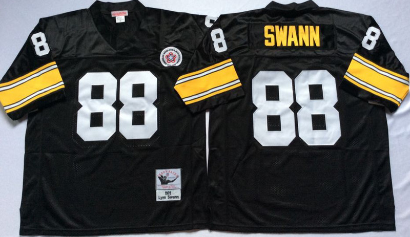 Mitchell And Ness Steelers #88 Lynn Swann Black Throwback Stitched NFL Jersey