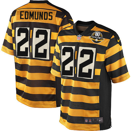 Nike Steelers #22 Terrell Edmunds Yellow Black Alternate Men's Stitched NFL 80TH Throwback Elite Jersey Nike Steelers #22 Terrell Edmunds Yellow Black Alternate Men's Stitched NFL 80TH Throwback Elite Jersey