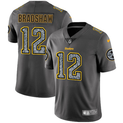 Nike Steelers #12 Terry Bradshaw Gray Static Men's NFL Vapor Untouchable Game Jersey