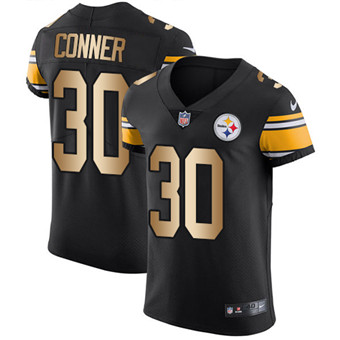 Nike Steelers #30 James Conner Black Team Color Men's Stitched NFL Elite Gold Jersey Nike Steelers #30 James Conner Black Team Color Men's Stitched NFL Elite Gold Jersey