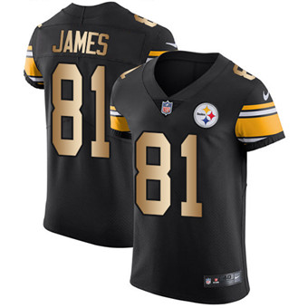 Nike Steelers #81 Jesse James Black Team Color Men's Stitched NFL Elite Gold Jersey Nike Steelers #81 Jesse James Black Team Color Men's Stitched NFL Elite Gold Jersey
