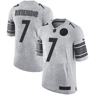 Nike Steelers #7 Ben Roethlisberger Gray Men's Stitched NFL Limited Gridiron Gray II Jersey Nike Steelers #7 Ben Roethlisberger Gray Men's Stitched NFL Limited Gridiron Gray II Jersey