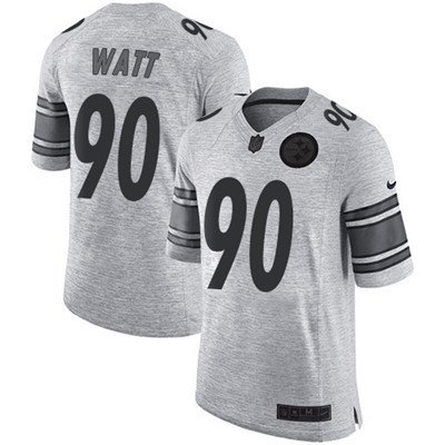 Nike Steelers #90 T. J. Watt Gray Men's Stitched NFL Limited Gridiron Gray II Jersey Nike Steelers #90 T. J. Watt Gray Men's Stitched NFL Limited Gridiron Gray II Jersey