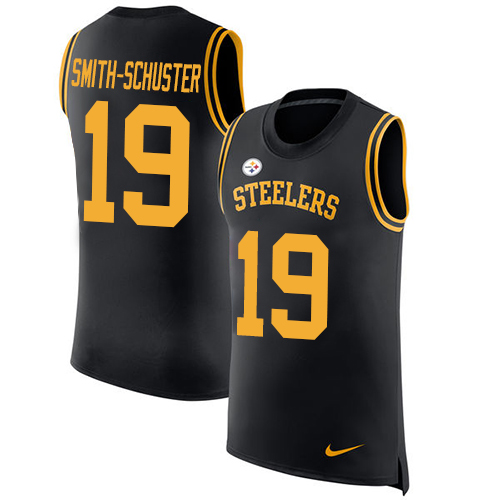 Nike Steelers #19 JuJu Smith-Schuster Black Team Color Men's Stitched NFL Limited Rush Tank Top Jersey Nike Steelers #19 JuJu Smith-Schuster Black Team Color Men's Stitched NFL Limited Rush Tank Top Jersey