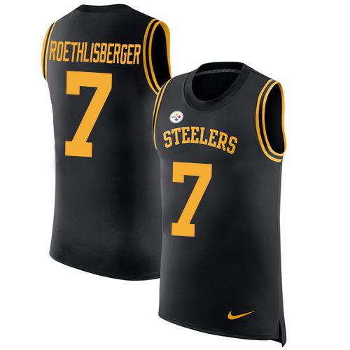 Nike Steelers #7 Ben Roethlisberger Black Team Color Men's Stitched NFL Limited Rush Tank Top Jersey Nike Steelers #7 Ben Roethlisberger Black Team Color Men's Stitched NFL Limited Rush Tank Top Jersey