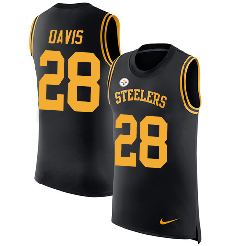 Nike Steelers #28 Sean Davis Black Team Color Men's Stitched NFL Limited Rush Tank Top Jersey Nike Steelers #28 Sean Davis Black Team Color Men's Stitched NFL Limited Rush Tank Top Jersey