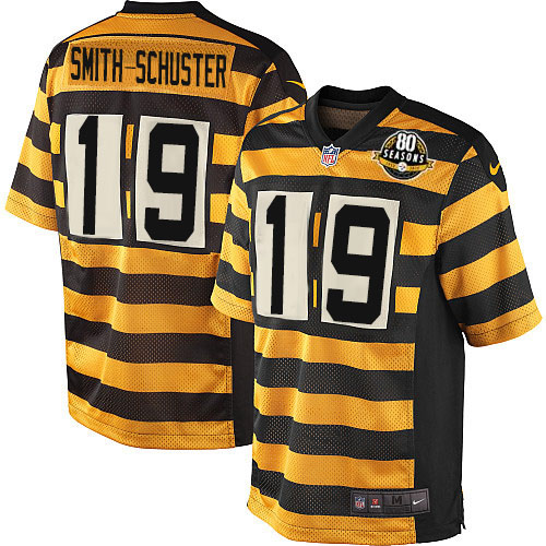Nike Steelers #19 JuJu Smith-Schuster Yellow Black Alternate Men's Stitched NFL 80TH Throwback Elite Jersey Nike Steelers #19 JuJu Smith-Schuster Yellow Black Alternate Men's Stitched NFL 80TH Throwback Elite Jersey