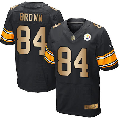 Nike Steelers #84 Antonio Brown Black Team Color Men's Stitched NFL Elite Gold Jersey Nike Steelers #84 Antonio Brown Black Team Color Men's Stitched NFL Elite Gold Jersey