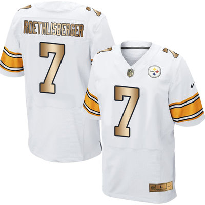 Nike Steelers #7 Ben Roethlisberger White Men's Stitched NFL Elite Gold Jersey Nike Steelers #7 Ben Roethlisberger White Men's Stitched NFL Elite Gold Jersey