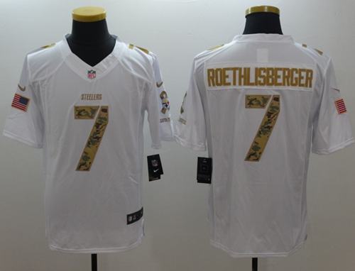 Nike Steelers #7 Ben Roethlisberger White Men's Stitched NFL Limited Salute to Service Jersey Nike Steelers #7 Ben Roethlisberger White Men's Stitched NFL Limited Salute to Service Jersey