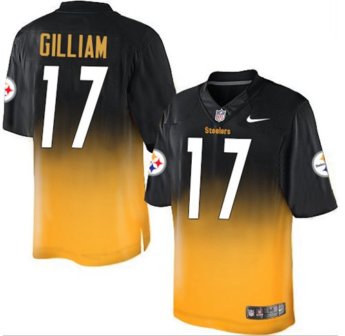 Nike Steelers #17 Joe Gilliam Black Gold Men's Stitched NFL Elite Fadeaway Fashion Jersey Nike Steelers #17 Joe Gilliam Black Gold Men's Stitched NFL Elite Fadeaway Fashion Jersey