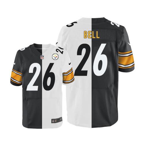 Nike Steelers #26 Le'Veon Bell White Black Men's Stitched NFL Elite Split Jersey Nike Steelers #26 Le'Veon Bell White Black Men's Stitched NFL Elite Split Jersey