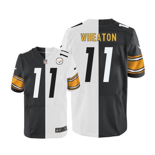 Nike Steelers #11 Markus Wheaton White Black Men's Stitched NFL Elite Split Jersey Nike Steelers #11 Markus Wheaton White Black Men's Stitched NFL Elite Split Jersey
