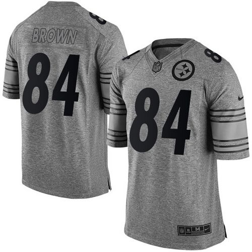 Nike Steelers #84 Antonio Brown Gray Men's Stitched NFL Limited Gridiron Gray Jersey Nike Steelers #84 Antonio Brown Gray Men's Stitched NFL Limited Gridiron Gray Jersey