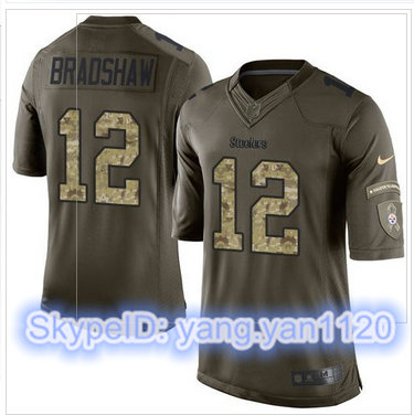 Nike Pittsburgh Steelers #12 Terry Bradshaw Green Men's Stitched NFL Limited Salute to Service Jersey