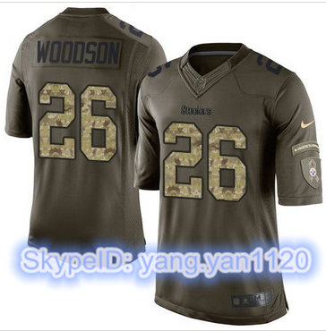 Nike Pittsburgh Steelers #26 Rod Woodson Green Men's Stitched NFL Limited Salute to Service Jersey