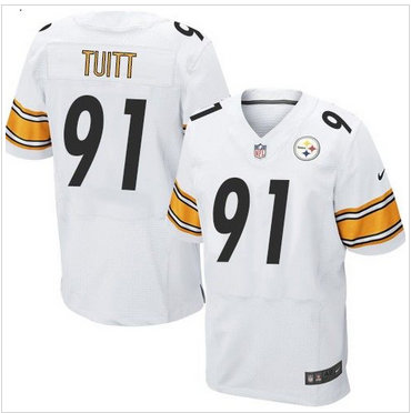 Nike Pittsburgh Steelers #91 Stephon Tuitt White Men's Stitched NFL Elite Jersey
