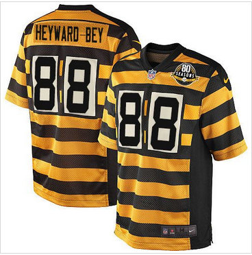 Nike Pittsburgh Steelers #88 Darrius Heyward-Bey Yellow Black Alternate 80TH Throwback Men's Stitched NFL Elite Jersey Nike Pittsburgh Steelers #88 Darrius Heyward-Bey Yellow Black Alternate 80TH Throwback Men's Stitched NFL Elite Jersey
