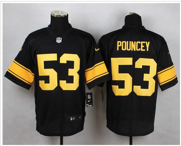 Nike Pittsburgh Steelers #53 Maurkice Pouncey Black(Gold No.) Men's Stitched NFL Elite Jersey