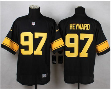 Nike Pittsburgh Steelers #97 Cameron Heyward Black(Gold No.) Men's Stitched NFL Elite Jersey