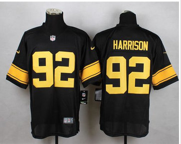 Nike Pittsburgh Steelers #92 James Harrison Black(Gold No.) Men's Stitched NFL Elite Jersey Nike Pittsburgh Steelers #92 James Harrison Black(Gold No.) Men's Stitched NFL Elite Jersey