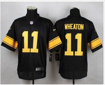 Nike Pittsburgh Steelers #11 Markus Wheaton Black(Gold No.) Men's Stitched NFL Elite Jersey