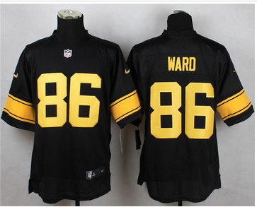 Nike Pittsburgh Steelers #86 Hines Ward Black(Gold No.) Men's Stitched NFL Elite Jersey