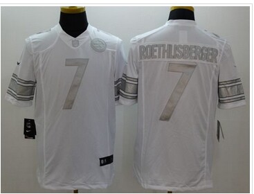 Nike Pittsburgh Steelers #7 Ben Roethlisberger White NFL Limited Platinum Jersey