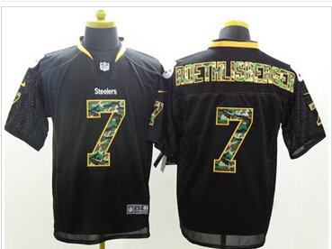 NEW Pittsburgh Steelers #7 Ben Roethlisberger Black NFL Elite Camo Fashion Jersey