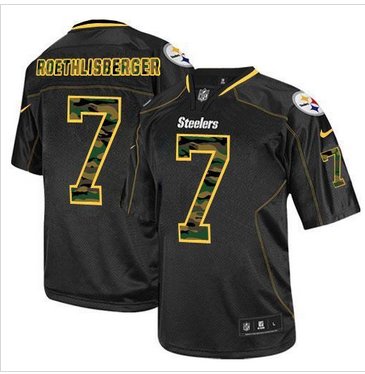 Nike Pittsburgh Steelers #7 Ben Roethlisberger Black NFL Elite Camo Fashion Jersey