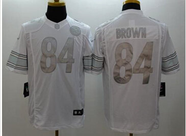 NEW Pittsburgh Steelers #84 Antonio Brown White NFL Limited Platinum Jersey