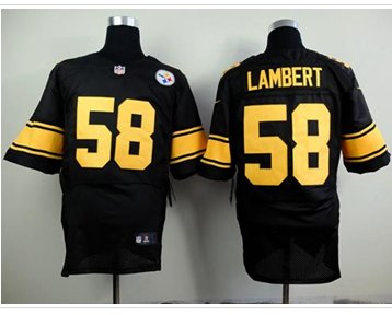 New Pittsburgh Steelers #58 Jack Lambert Black(Gold No.) NFL Elite Jersey