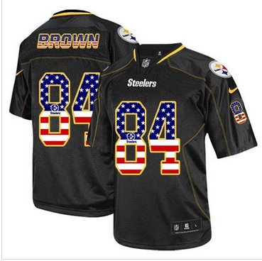 NEW Pittsburgh Steelers #84 Antonio Brown Black NFL Elite USA Flag Fashion Jersey