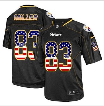 NEW Pittsburgh Steelers #83 Heath Miller Black NFL Elite USA Flag Fashion Jersey