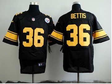 NEW Pittsburgh Steelers #36 Jerome Bettis Black(Gold No.) NFL Elite Jersey