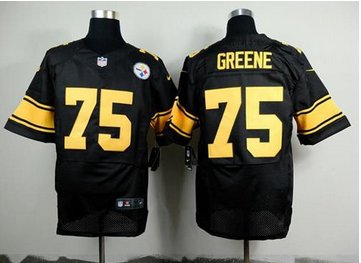 NEW Pittsburgh Steelers #75 Joe Greene Black(Gold No.)NFL Elite Jersey
