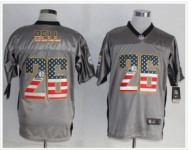 NEW Pittsburgh Steelers #26 Le'Veon Bell Grey NFL Elite USA Flag Fashion Jersey NEW Pittsburgh Steelers #26 Le'Veon Bell Grey NFL Elite USA Flag Fashion Jersey