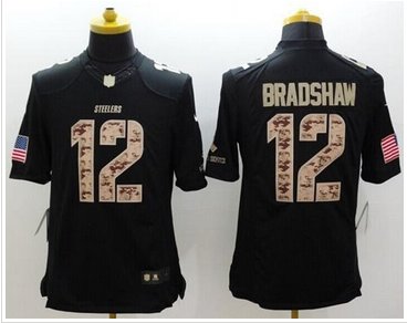 New Pittsburgh Steelers #12 Terry Bradshaw Black NFL Limited Salute to service jersey