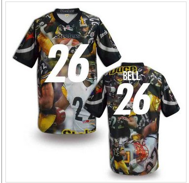 Pittsburgh Steelers #26 BELL Men's Stitched NFL Elite Fanatical Version Jersey (7)