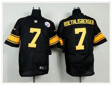 NEW Steelers #7 Ben Roethlisberger Black(Gold No.) Men's Stitched NFL Elite Jersey