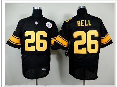 NEW Steelers #26 Le'Veon Bell Black(Gold No.) Men's Stitched NFL Elite Jersey