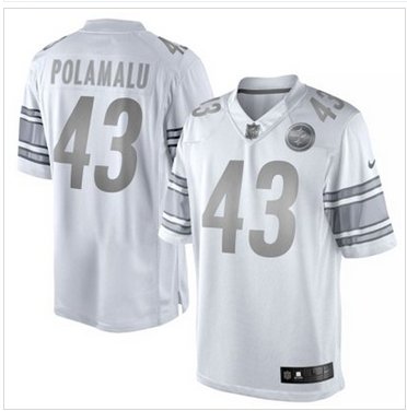 Pittsburgh Steelers #43 Troy Polamalu White Platinum Jersey