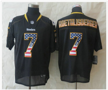 New Pittsburgh Steelers #7 Ben Roethlisberger USA Flag Fashion Black Elite Jersey