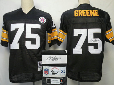 Pittsburgh Steelers 75# Greene Black Throwback Jersey(Signed Elite) Pittsburgh Steelers 75# Greene Black Throwback Jersey(Signed Elite)